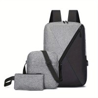 3つのおしゃれなバックパックセット、多目的なビジネス用ラップトップバックパック、カジュアルなブックバッグ、アウトドア用トラベルバッグ