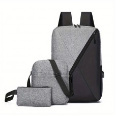 3つのおしゃれなバックパックセット、多目的なビジネス用ラップトップバックパック、カジュアルなブックバッグ、アウトドア用トラベルバッグ