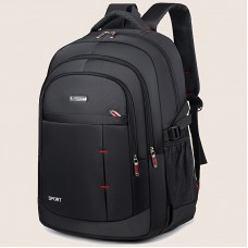 スポーツオックスフォードバックパック - 43.18cmのラップトップにフィット、パッド入りショルダーストラップ、マルチコンパートメント、ブラックとレッドアクセント、学校、仕事、旅行、日常通勤に最適、コミューターバックパック | カジュアルバックパック | オックスフォード素材
