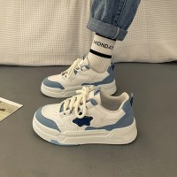 女性用プラットフォームスケートシューズ、星柄カラーブロック、オールマッチ