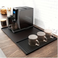 耐久性のあるシリコンコーヒーバーマット、エッジが高くなっています - コーヒーマシンや食器洗い機用のブラックカウンタートッププロテクター、59.94cm x 39.88cm、簡単に掃除できます、家電表面ガード | スリックコーヒーバーマット | コーヒーマシン用のシリコンマット