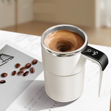 充電式自動コーヒーミキサーカップ、温度表示、サーマルカラフ、USB充電、携帯用304ステンレススチールコーヒーポット、ミルク、チョコレート、モカ、コーヒー用