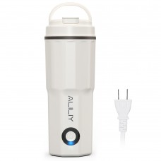 携帯用電気旅行ケトル 400ml ステンレス製二重壁真空断熱、300W 高速加熱と過熱保護＆自動シャットオフ機能付き、キャンプ・オフィス・旅行用コーヒー・紅茶（日本プラグ付属）、オフィスクッキングアプライアンス |人間工学に基づいたハンドル|ステンレス製ケトル、トラベルエレクトリックケットル