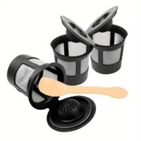 4個再利用可能なKカップコーヒーフィルターセット、Keurig、BPAフリー、ブラック、1.0と2.0コーヒーメーカーに互換性あり