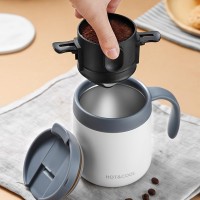 1個 ステンレス製コーヒーフィルター、携帯用折りたたみ式吊り耳デザイン、フィルターペーパーなしの手淹れコーヒーファンネルフィルターカップ、フィルターカップ