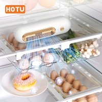 HOTU USB充電式冷蔵庫臭気除去器 - 高度なろ過機能を備えたポータブル空気清浄機、家庭＆オフィス使用に最適、ホワイトにゴールドアクセント、HOTU